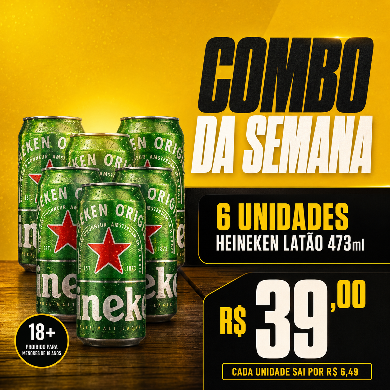 Combo Heineken Latão 6un